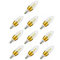 10pcs Gold Shell 7W E14 LED Candle Lights C35 600LM Starry Sky Candelabra Bulb 35SMD 2835 Warm White Decorative for Home Hotel AC220-240V