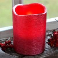 10 cm real waxLED candle Linda structured red