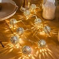 10-bulb silver metal ball LED string lights