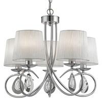 1025-5CC Angelique Ceiling Pendant Light with Faux Silk Shades