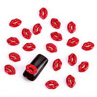 10PCS Red Nail Art Jewelry Rock Lip Aryclic Nail Tips Decorations Nail Art Stud for DIY Salon Nails