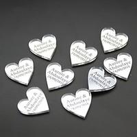 100 pcs Personalized Engraved Mirror / Transparent MR MRS Surname Love Heart Wedding Table Decor Favors Customized multi-sizes
