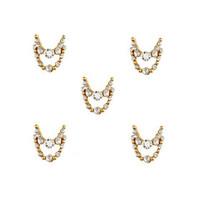 10pcs Gold Necklace Dangles with Clear Rhinestone 3D Charm Alloy Nail Art Decoration