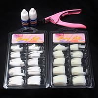 100 pcs natural white false acrylic nail kit french tips nail art glue ...