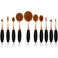 10 Pcs Master Rose Gold Makeup Brushes Set Synthetic Hair Professional / Plastic Face / Eye / Lip MAKE-UP FOR YOU
