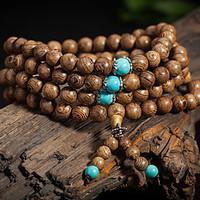 1088mm Natural Sandalwood Buddhist Wenge Prayer Beads Bracelet Weed Turquoise Bangle Women Men Jewelry Wholesale
