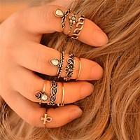 10pcsset gold and silver color flower midi ring sets for women jewelry ...