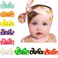 10 Colors/set Baby Knotted Headband With Gold Dots Printed Infant Hairband 10 Colors