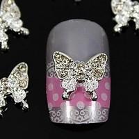 10pcs Beauty Butterfly Rhinestone Jewelry Accessories For Finger Tips Nail Art Decoration