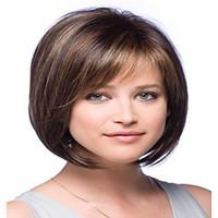 100% Human Hair Full Bangs BOBO Capless Hair Straight Wig