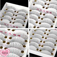 10Pairs Natural Long Black False Eyelash Eyelashes Handmade Individual Lashes Makeup Cotton Stalk Eyelashes Extensions