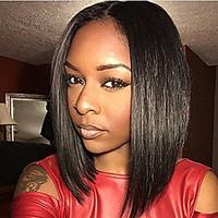 10-14 Inch 100% Human Virgin Hair Natural Black Color Full Lace BoB Lace Wig-glueless with Baby Hair