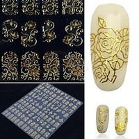 108 one sheet golden 3d flower nail art stickers