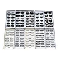 100PCS 10 Mixed Styles Natural Handmade Black Lengthening Thicker Fiber False Eyelashes