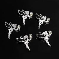 10pcs Black Alloy Rhinestone Fairy Angel 3D Alloy Nail Art Decoration