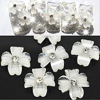 10 Pcs Translucent Shiny White Flowers Manicure Resin Nail Jewelry