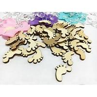 100PCS Cute Vintage Rustic Wooden Footprint Mini Crafts Baby Shower Table Confetti Birthday Party Decorations