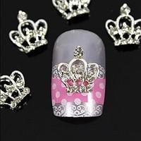 10pcs 3D DIY Rhinestones Crown For Finger Tips Alloy Nail Art Decoration
