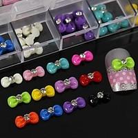 100PCS Mix Color Resin Bowtie With Rhinestone Accessories Not Include Box 3D Nail Art Decoration