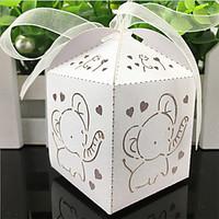 100pcs Elephant Laser Cut Hollow Carriage Favors Box Gifts Candy Boxes With Ribbon Baby Shower Wedding Event Party Supplies