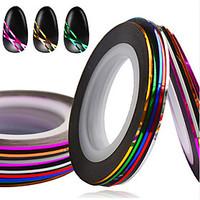 10pcs/set Hot 1mm Mixed Colors Nail Art Foil Stripping Tape Line DIY Nail Beauty