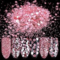 10ml Nail Glitter Powder Sequins Rose Pink Paillette Tips Decoration 1/2/3mm