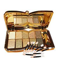 10 Colors Glitter Eye Shadow And 10pcs Eye Shadow Brush Diamond Bright Makeup Palette Professional Natural Cosmetic