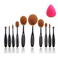 10pcs Set Pro Oval Toothbrush Shaped Foundation Face Makeup Beauty Cream Brushes