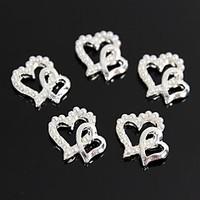 10pcs pearl double heart design 3d alloy nail art decoration