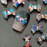10pcs 3D Colorful Bow Alloy Jewelry Glitter Crystal Nail Art Decoration Tips