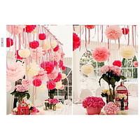 10 PCS 4 Inch(10cm) Tissue Paper Crafts Pom Poms Flower Party Decoration (Assorted Color)