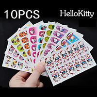 10x12PCS Hello Kitty Full Nail Stickers Mixed with Viscosity 9x6CM