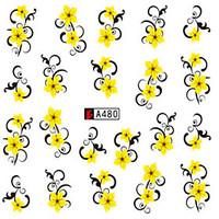 10pcs/set Fashion Summer Flower Nail Art Water Transfer Decals Beautiful Yellow Flower Vine Design Nail Art DIY Sticker A480