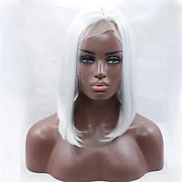 10-18 Inch Heat Resistant Short Synthetic Lace Front Bob Wig Straight Hair White Color Synthetic Hair Fiber Wigs For Woman