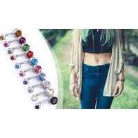 10Pc Multi-Colour Crystal Belly Bar Set