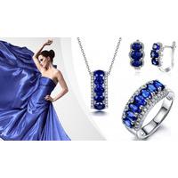 1000 cttw blue sapphire rhodium plated set