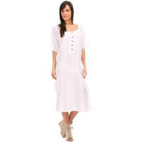 100 % Lin Dress MORGANE women\'s Long Dress in white
