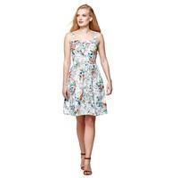 100% Cotton Floral Print Flared Dress with Straps