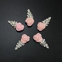 10pcs Pink Flower Shape IceCream 3D Rhinestone DIY Accessories Nail Art Decoration