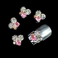 10pcs Pink Square Crystal Round 3D Rhinestone DIY Alloy Accessories Nail Art Decoration