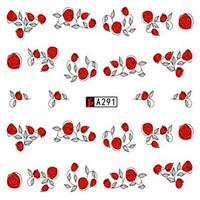 10pcsset fashion nail art water transfer decals beautiful red rose des ...
