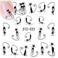 10pcs/set Hot Sale Lovely Style Nail Art Water Transfer Decals Lovely Cartoon Cute Cat Design Romantic Nail Beauty Sticker DIY Beauty Decals STZ-023