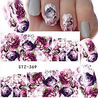 10pcs/set Hot Sale Romantic Style Nail Art Water Transfer Decals Beautiful Flower Design Nail Beauty Sticker DIY Beauty Decals STZ-369