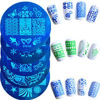 10pcs/set Hot Sale Nail Art Stamping Plate Fashion Stainless Steel Stencils Lovely Design Colorful Butterfly Flower Manicure Stencils STZ-01-10