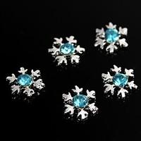 10pcs Giltter Blue Rhinestones Snowflake 3D Alloy Nail Art Decoration