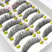 10 Pairs Handmade Natural Long Black False Eyelashes Cross Soft Thick Fake EyeLashes Makeup Eyelashes Extensions