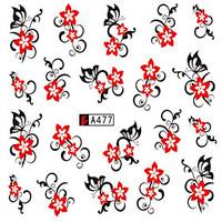 10pcs/set Beautiful Nail Art Sticker Sweet Red Flower Vine Design Fashion Nail Water Transfer Decals Charming Decoration A477