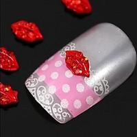 10pcs sexy red lips 3d diy rhinestone alloy jewel accessories nail art ...