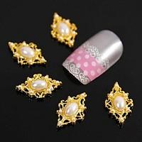 10pcs Golden Rhombus Pearl For Finger Tips Accessories Nail Art Decoration