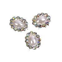 10pcs Vintage Design Oval Pearl Beads with AB Rhinestones 3D Alloy Nail Art Decoration